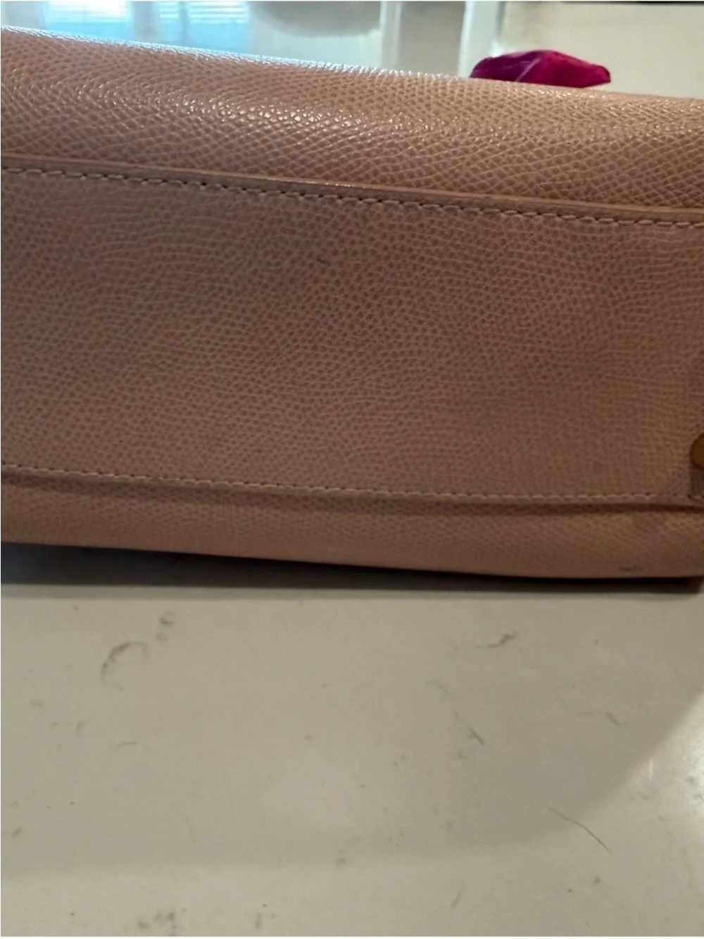 Furla Blush Pink Dome Satchel with Printed Scarf-Wrapped Handles
